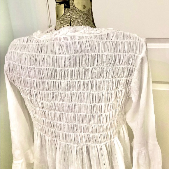 PEPPERMINT BAY white sheer smocked tunic - Picture 3 of 7